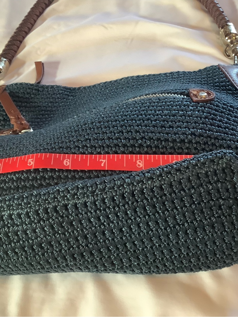 The Sak Navy Woven Shoulder Bag with Brown Trim - Picture 9 of 12